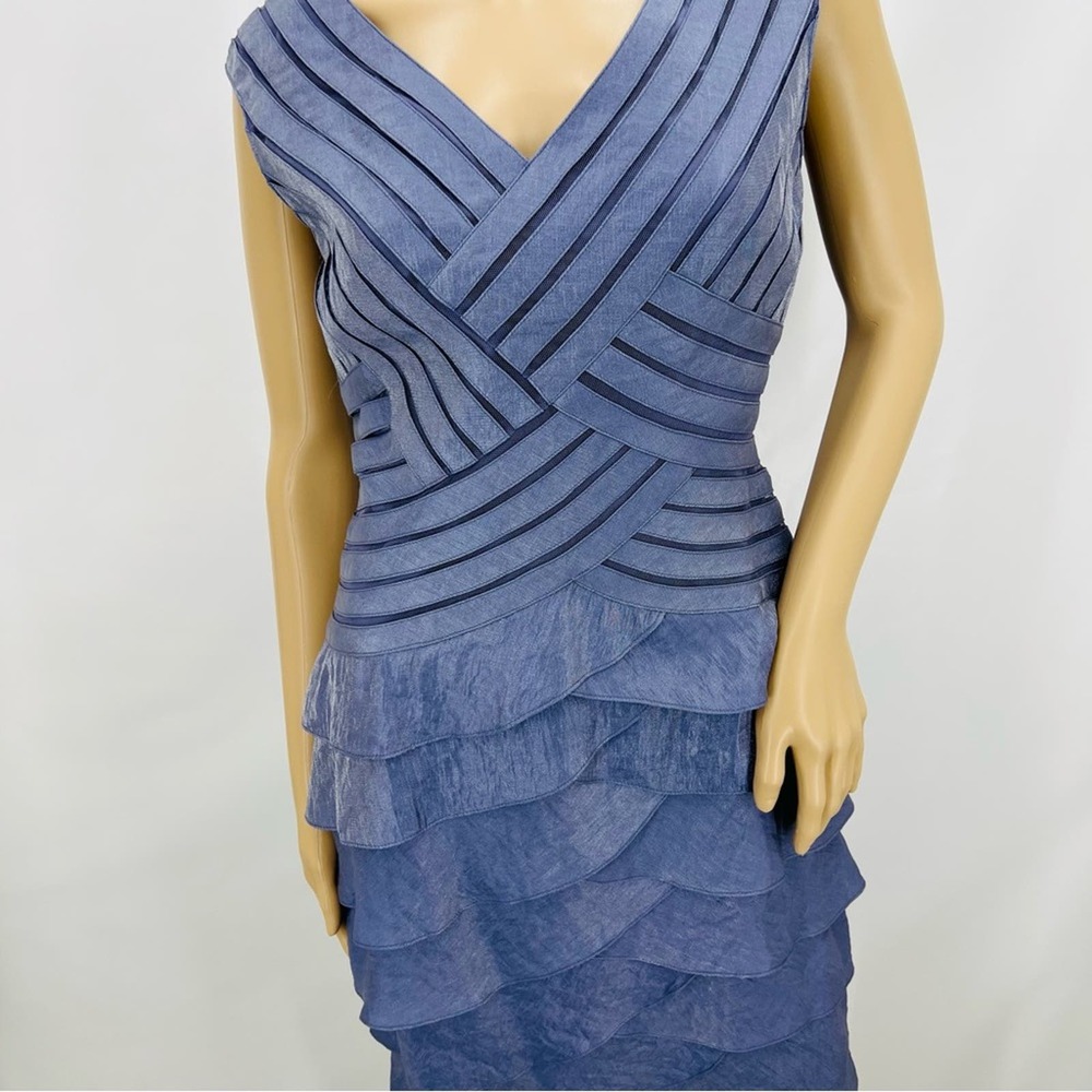 Adrianna Papell Blue Gray Metallic Ruffle Dress - Picture 7 of 15